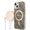 Zestaw Guess GUBPP14SH4EACSW Case+ Charger iPhone 14 / 15 / 13 6,1 brązowy/brown hard case 4G Print MagSafe